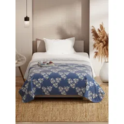 KOPA Blue & Grey Floral Microfiber AC Room 150 GSM Single Bed Dohar image 1