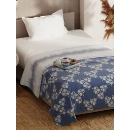 KOPA Blue & Grey Floral Microfiber AC Room 150 GSM Single Bed Dohar image 5