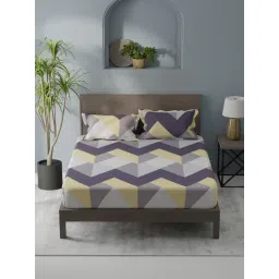 KOPA Coolmax Cotton Feel Purple Microfibre Geometric 152 TC Double Bedsheet with 2 Pillow Covers-picture-22
