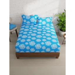 KOPA Envogue Aqua Microfibre Floral 152 TC Double Flat Bedsheet with 2 Pillow Covers-picture-23