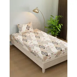 Kopa Navy Microfiber Abstract 192 TC Single Bedsheet with 1 Pillow Cover-picture-28