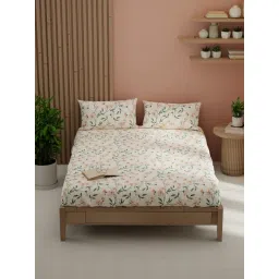 Kopa Off White & Multi Microfiber Floral 152 TC Double Bedsheet with 2 Pillow Covers-picture-38