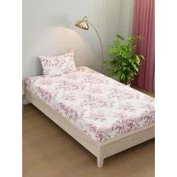 Kopa Off White Microfiber Abstract 192 TC Single Bedsheet with 1 Pillow Cover-picture-24