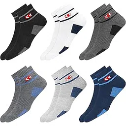 kopnhagn Sports Socks Men with Cushion, Stripe Design, Quarter Length, Pack of 6 (Free Size)-picture-10