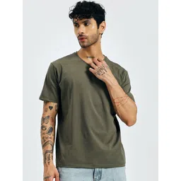 KOR Men Solid Round Neck Cotton T-shirt-picture-15