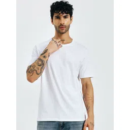 KOR Men Solid Round Neck Cotton T-shirt-picture-10