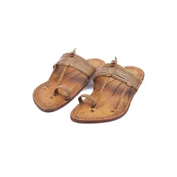 KORAKARI Men Leather Kolhapuri Flat Sandals-picture-33