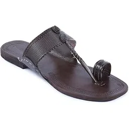 korakari Men's Emboss Kolhapuri Chappal Stylish Durable Smooth Comfortable Flip Flops Anti Slip Design Sandals Nine Braided Brown Slippers Traditional Indian Footwear-picture-38
