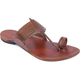 korakari Men's Kolhapuri Chappal Tan Leather Handcrafted Sandal Smooth and Comfortable Flip Flops Slipper Anti Slip Design Traditional Footwear-picture-30