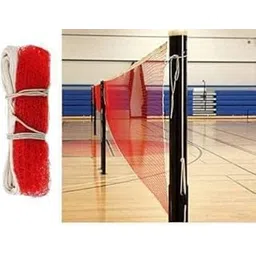 KORBAX Super Quality Practice Badminton Net Two Side Tape 22x2.5 ft Size Red Badminton Net (Red)-picture-21