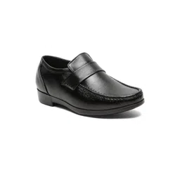 Kosher Men Solid Black Leather Slip-On Loafers-picture-36