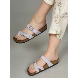 Kosher Women Open Toe Flats with Buckles image 2