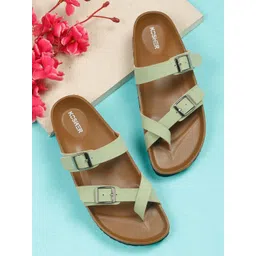 Kosher Women Synthetic Leather Open Toe Flats with Buckles-picture-31