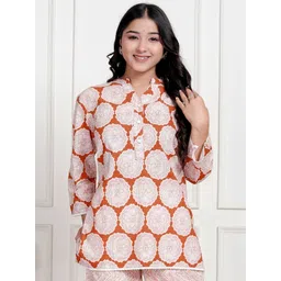 Koshiks Pure Cotton Mandarin Collar Neck Tunic With Trousers Co-Ords-picture-34