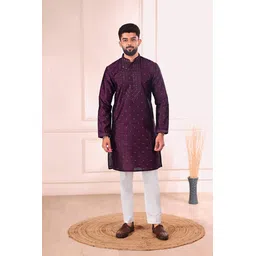 koshin Men Embellished, Embroidered Jacquard Straight Kurta-picture-25