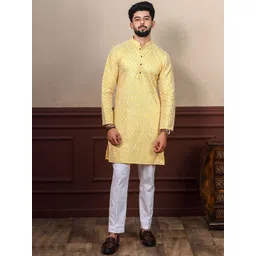 Koshin Men Embroidered Sequinned Jacquard Kurta-picture-21