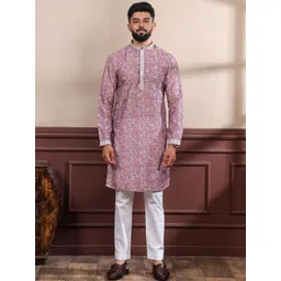 Koshin Men Ethnic Motifs Printed Kurta with Trousers-picture-24