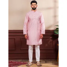 Koshin Men Floral Printed Regular Kurta with Pyjamas-picture-21