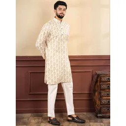 Koshin Men Paisley Printed Regular Linen Kurta with Pyjamas-picture-19
