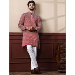 Koshin Men Printed Flared Sleeves Sequinned Jacquard Kurta-picture-30