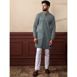 Koshin Men Sequinned Jacquard Kurta-picture-26