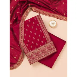 Koskii Ethnic Motifs Embroidered Zari Unstitched Dress Material-picture-27