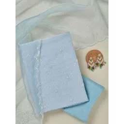 Koskii Floral Embroidered Sequinned Organza Unstitched Dress Material-picture-15