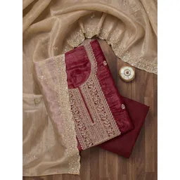 Koskii Floral Embroidered Sequinned Semi Crepe Unstitched Salwar Suit-picture-43