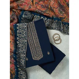 Koskii Floral Embroidered Sequinned Unstitched Dress Material-picture-11