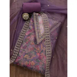 Koskii Floral Printed zari Sequined Unstitched Dress Material-picture-46