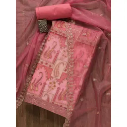 Koskii Paisley Sequinned Embellished Unstitched Dress Material-picture-31