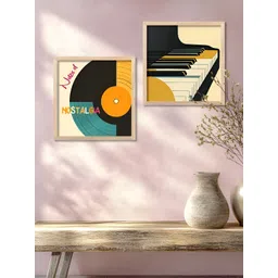 Kotart Beige & Yellow 2 Pieces Wooden Music Theme Wall Paintings-picture-14