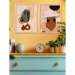 Kotart Brown & Beige 2 Pieces Abstract Wooden Wall Arts-picture-37