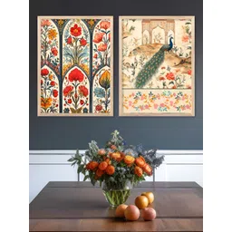 Kotart Brown & Blue 2 Pieces Floral Printed Wooden Wall Arts-picture-15