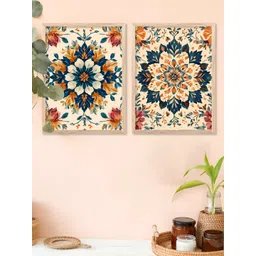 Kotart Brown & Blue 2 Pieces Floral Printed Wooden Wall Arts-picture-17