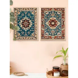 Kotart Brown & Blue 2 Pieces Floral Wooden Wall Arts-picture-20