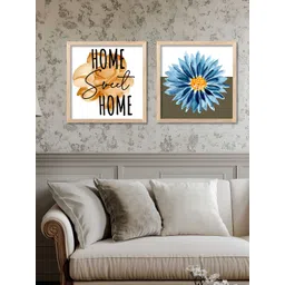 Kotart Brown & Blue 2 Pieces Modern Wooden Wall Arts-picture-17