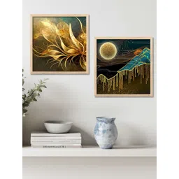 Kotart Brown & Blue 2 Pieces Modern Wooden Wall Arts-picture-12
