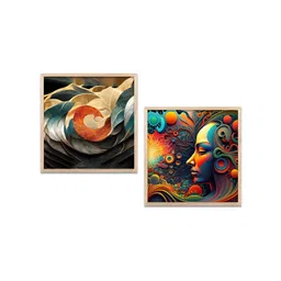 Kotart Brown & Blue 2 Pieces Printed Wooden Wall Arts-picture-28