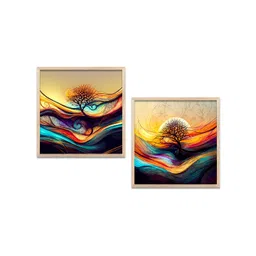 Kotart Brown & Blue 2 Pieces Printed Wooden Wall Arts-picture-29