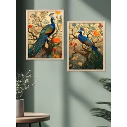 Kotart Brown & Blue 2 Pieces Wooden Birds and Animals Wall Arts-picture-22