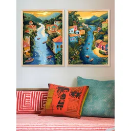 Kotart Brown & Gold-Toned 2 Pieces Printed Wooden Wall Arts-picture-29