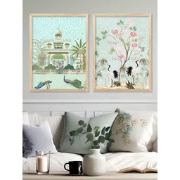 Kotart Brown & Green 2 Pieces Floral & Palace Printed Wooden Wall Arts-picture-10