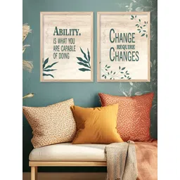 Kotart Brown & Green 2 Pieces Wooden Motivational Quotes Wall Arts-picture-28