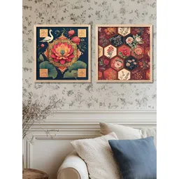 Kotart Brown & Green Set of 2 Piece Wood Floral and Botanical Wall Paintings-picture-16