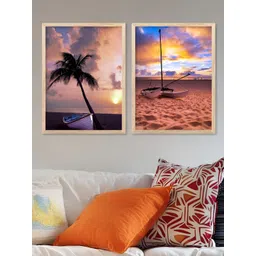 Kotart Brown & Off White 2 Pieces Wooden Abstract Wall Arts-picture-18