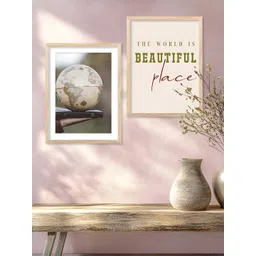 Kotart Brown & Off White 2 Pieces Wooden Abstract Wall Arts-picture-17