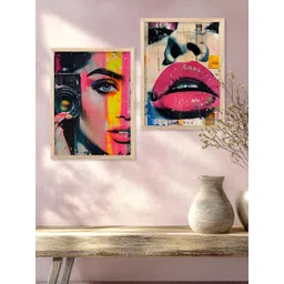 Kotart Brown & Pink 2 Pieces Wood Abstract Wall Paintings-picture-20