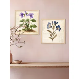 Kotart Brown & Purple 2 Pieces Wooden Floral Wall Paintings-picture-24