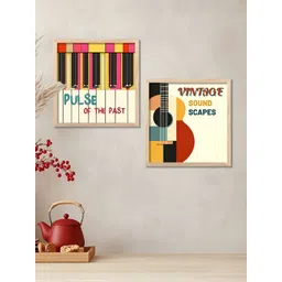 Kotart Brown & Red 2 Pieces Wooden Music Theme Wall Paintings-picture-30